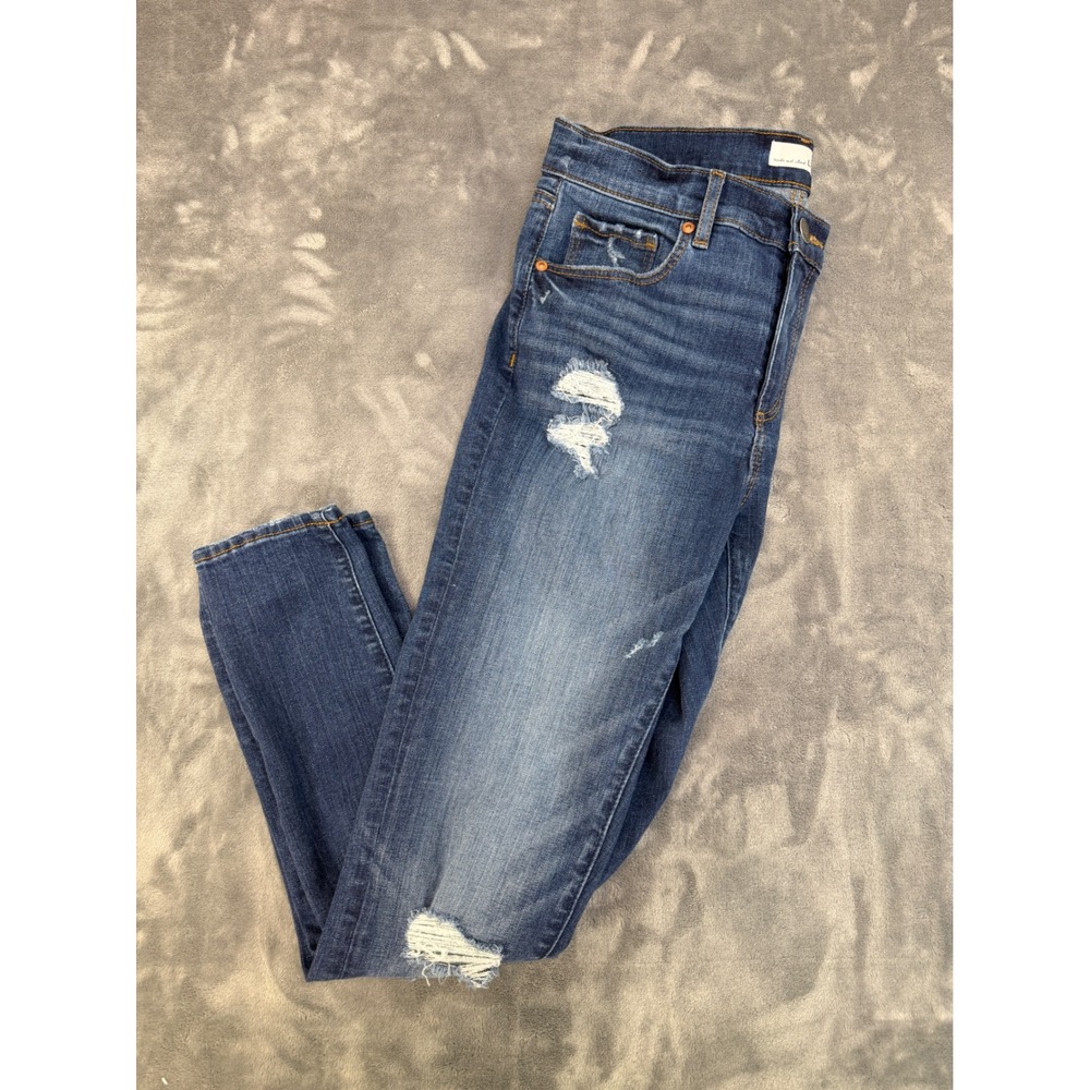 Loft Ann Taylor Modern Ripped Skinny Jeans Womens 29/8 Medium Wash